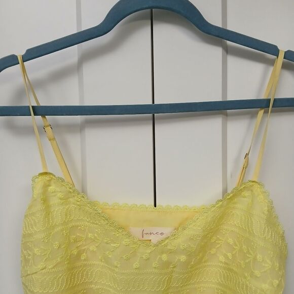 Vibrant Yellow Textured Bodysuit with Spaghetti Straps - Picture 5 of 8